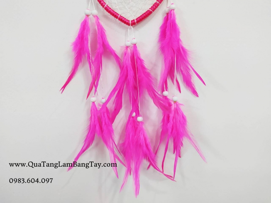 dreamcatcher trái tim màu hồng đậm